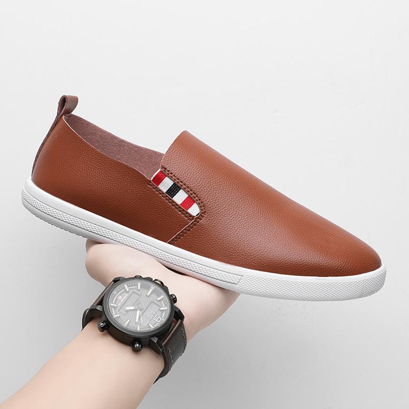 Fashion Split Leather Men Casual Shoes Slip-on Handmade Loafers Outdoor Fashion Driving Footwear Comfortable Male Leisure Walk Moccasins