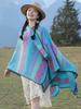 Autumn Winter Preppy Style Scarf Women Layers Poncho Warm Elegant Striped Print Scarve Capa Para Mujer Pashmina Cloak Wrap Shawl