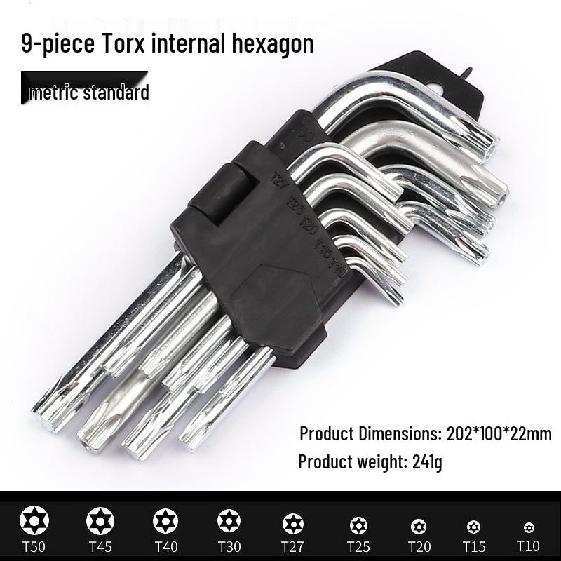 In-Stock 9PC Allen Wrench Set: Flat & Ball Head Torx, Carbon Steel, Galvanized