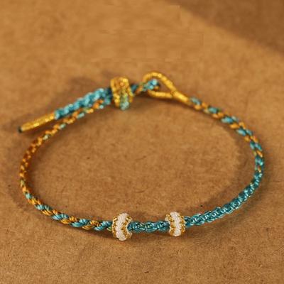 Red String Braided Lucky Bracelet with Gold Accents – Hand-Woven Adjustable Protection Bracelet for Men Women, Minimalist Boho Jewelry Gift