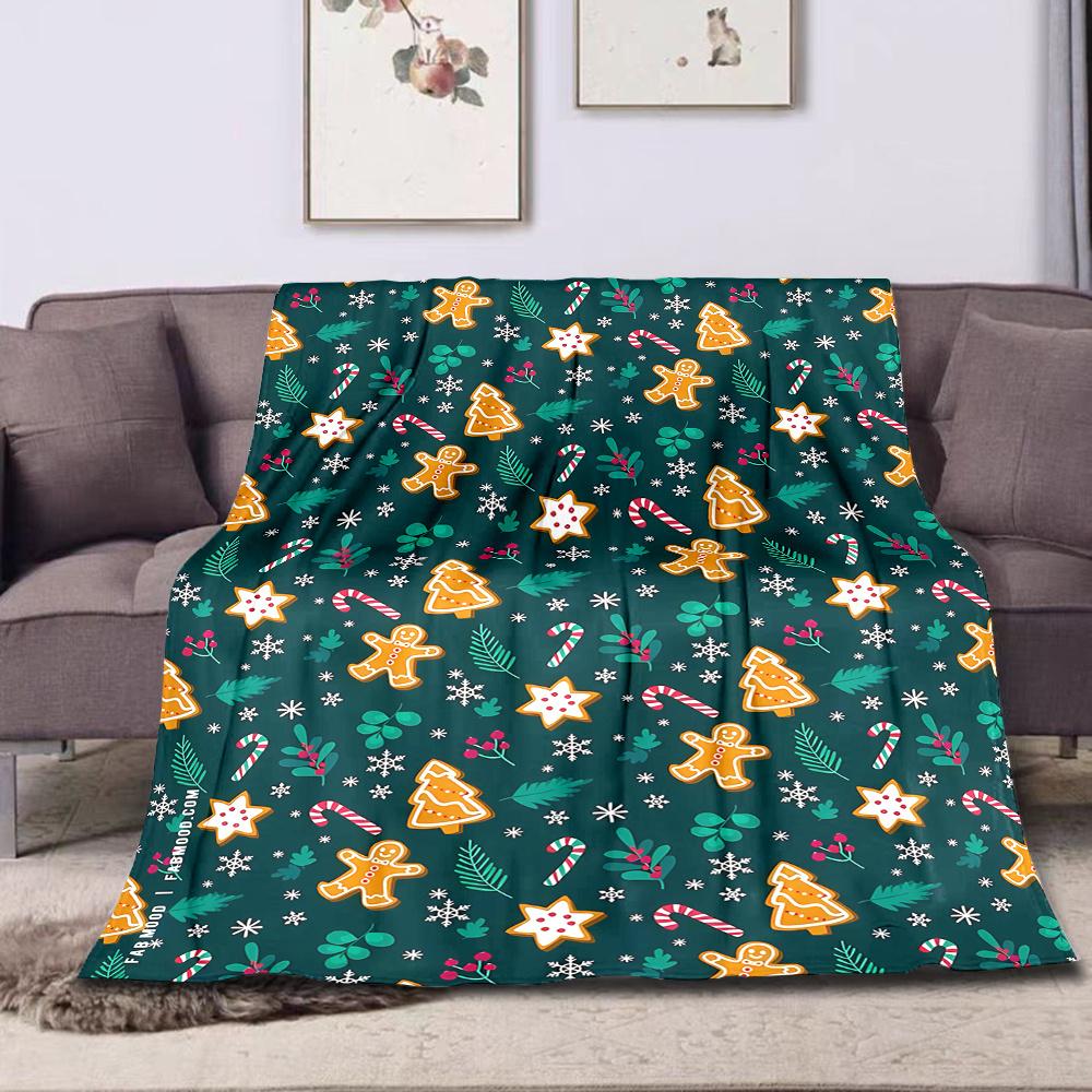 Cozy Christmas Gingerbread for Man Throw Blanket - Soft Flannel, Reversible, Perfect for Couch, Bed, Office, and Travel - Unique