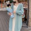 New Korean Style Knitted Cardigan Long Sweater Coat Women Casual Retro Twist V-neck Loose Spring and Autumn Fashion Long Sleeve Sweaters Simple Jacket
