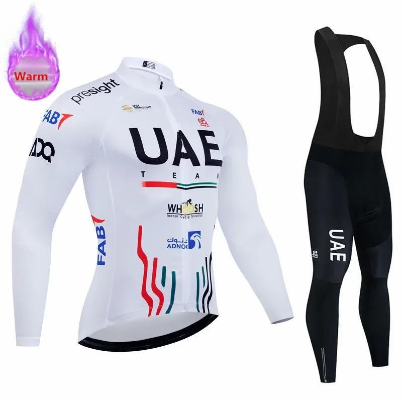 2026 UAE Team Winterfleece Langarm 2026 Winter Samt Warm Radsportbekleidung Anzug Set Fahrradkleidung Tragen Ropa Ciclismo Rennrad Trikot Anzug
