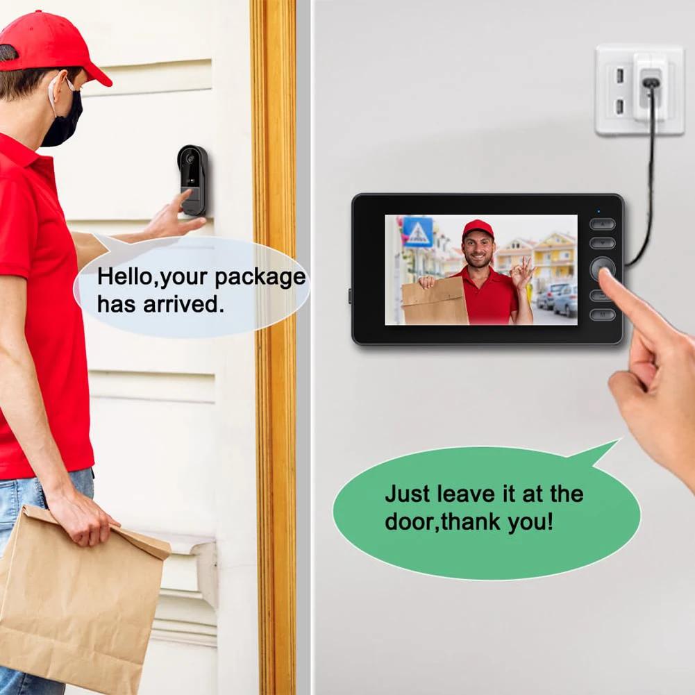 2.4G WiFi Video Doorbell 1080P Smart Outdoor Intercom Waterproof Wireless Camera Ringing Bell 2-Way Audio HD Doorbell Camera