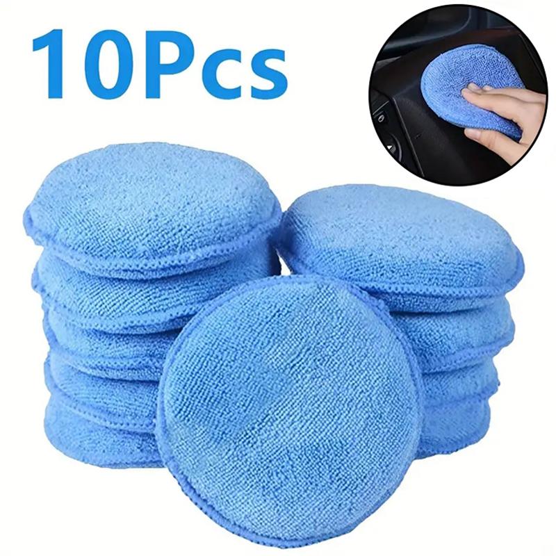 

10 шт. 5-дюймовые синие губчатые аппликаторы из микрофибры для нанесения воска - Ультрамягкие, без ворса - Идеально подходят для чистки автомобиля и полировки деталей