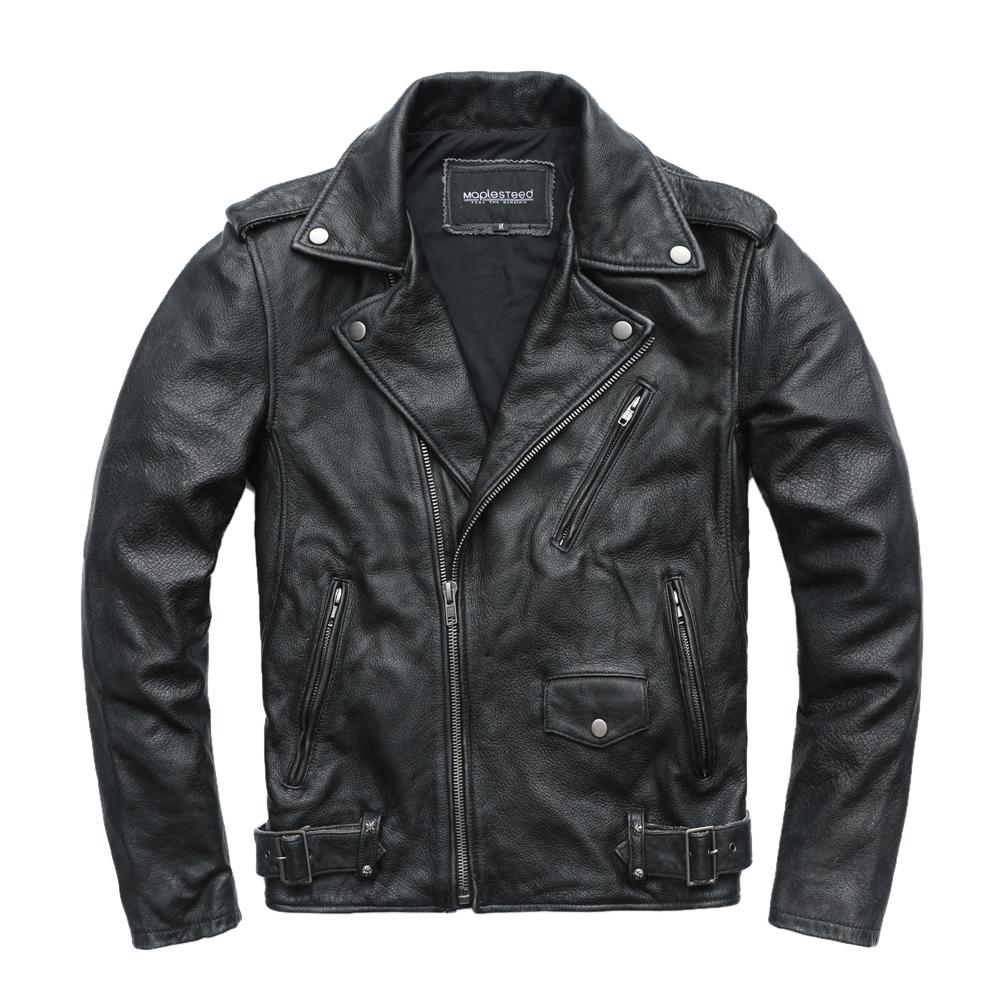 Chinese Size Vintage Motorcycle Jacket Men Genuine Leather Jackets 100% Cowhide Leather Coat Winter Biker Jacket Moto Clothing