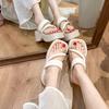 High-heeled set of toe cool slippers women's 2024 new summer French flip-flops muffin thick-soled Roman beach shoes