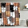 Whimsical Cats Shower Curtain Bath Decor for Cat Lovers – Cute Feline Print Design Bathroom Rug Set in Multiple Colors”