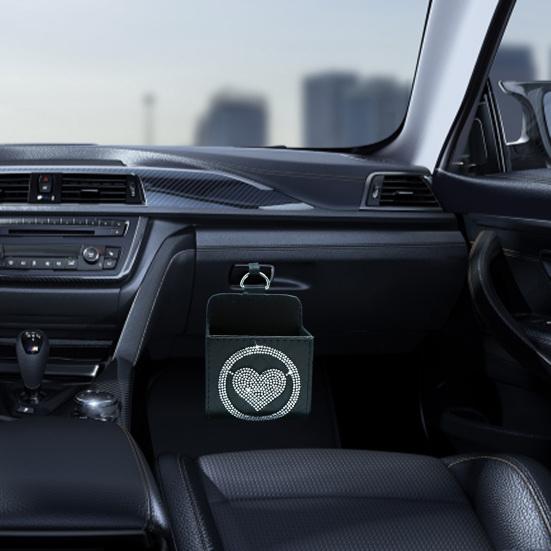 Auto Umělá kůže Úložný box do auta Lesklý Luxusní Láska Srdce Drahokamy SUV Nákladní automobil Auto Ventilátor Závěsný organizér Taška na telefon Pouzdro na klíče