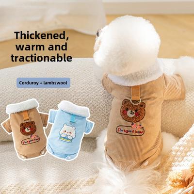 Podzimní a zimní zahuštěný teplý pes jehněčí vlněný medvěd nálepka roztomilý bavlněný kabát kočka dvě nohy domácí mazlíčci bunda oblečení