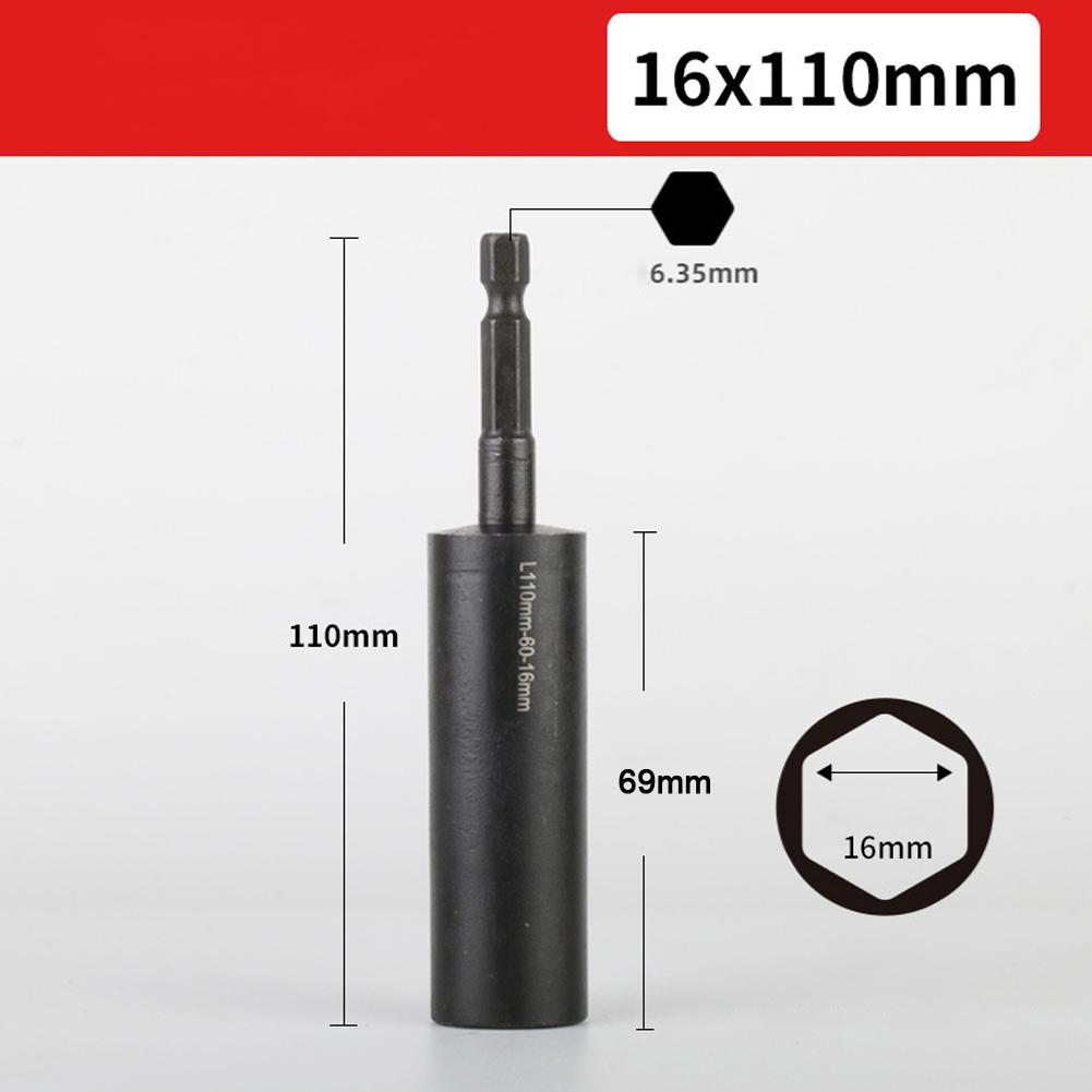 Chrom-Vanadium-Stahl Sechskantstecknuss Sechskantstecknuss 110mm Hülse Adapter 110mm Vertiefte Nuss Sechskantstecknuss Hohe Bissfestigkeit Bohrer