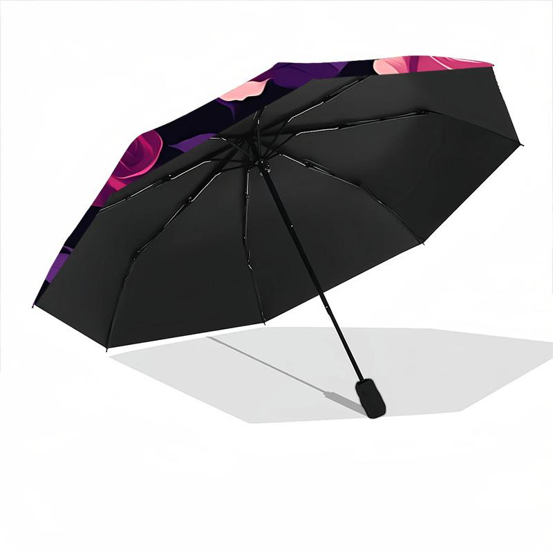 1 Stück Floral Roses Automatisches Öffnen/Schließen Regenschirm Kompakter Faltregenschirm, Ganzjahres-Tragbarer Regenschirm für Damen/Herren F1124306