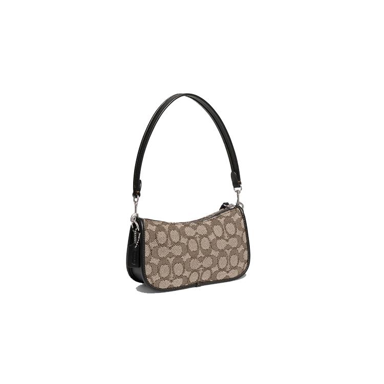 New COACH All White Rabbit Collaboration Swinger Cow Leather With Fabric Shoulder Bag Women's Khaki & Black CG275-LHUW7