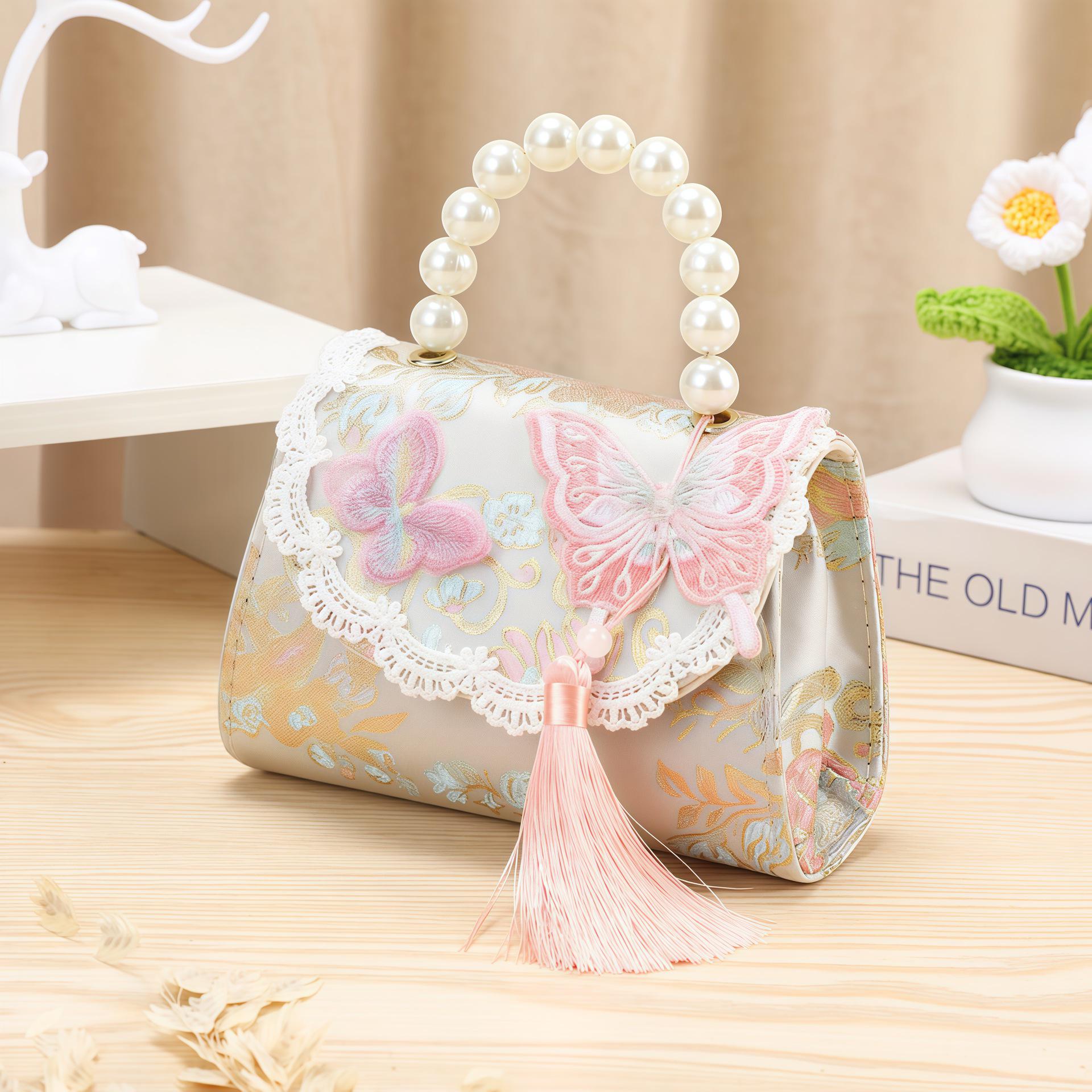 

Children s Exquisite Embroidered Princess Handbag with Pearls