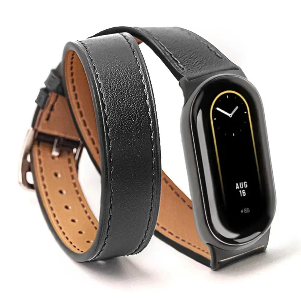 For Mi Band 8 Strap Leather Band For Xiaomi Mi Band9 Wrist Strap Correa Watch Replacement Miband8/9 NFC Sports Bracelet Pulseira