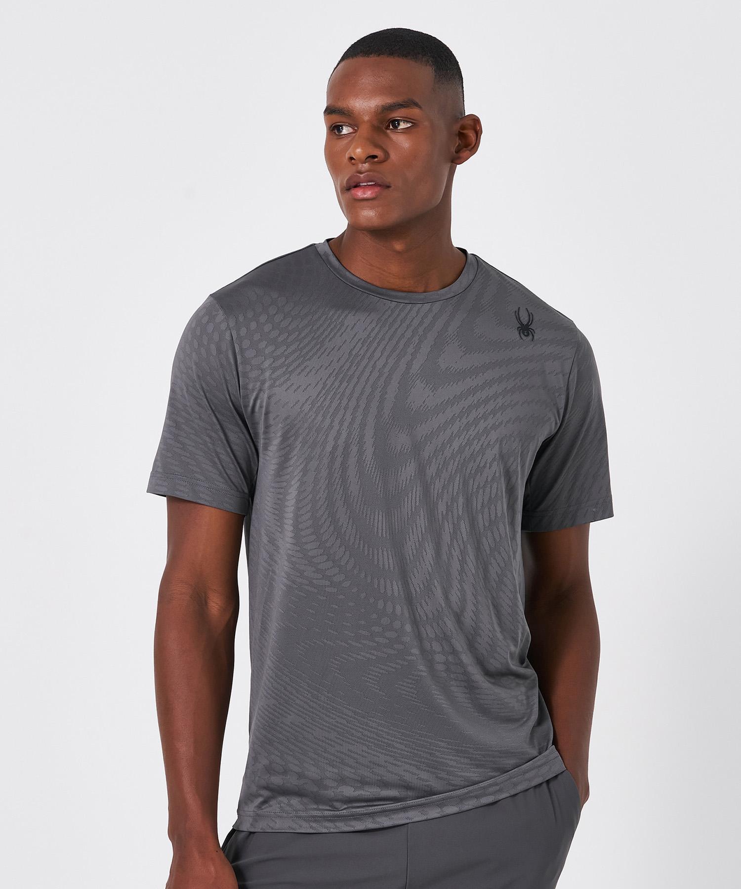 Spyder Men S Functional Jacquard Pattern T-Shirt Spkmcnrs206Mcgr Gray/100