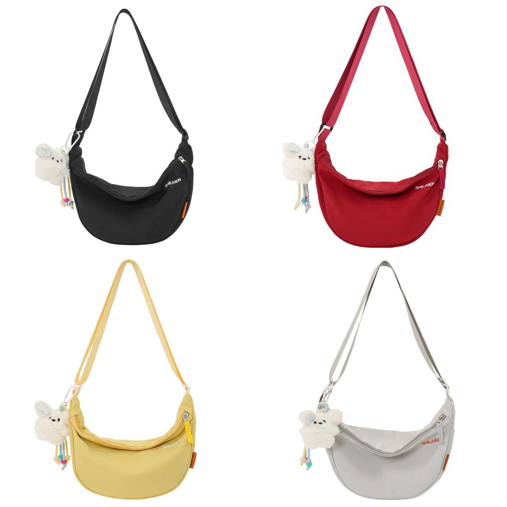 Nylon Small Crossbody Bag For Women With Solid Color Design And Letter Print