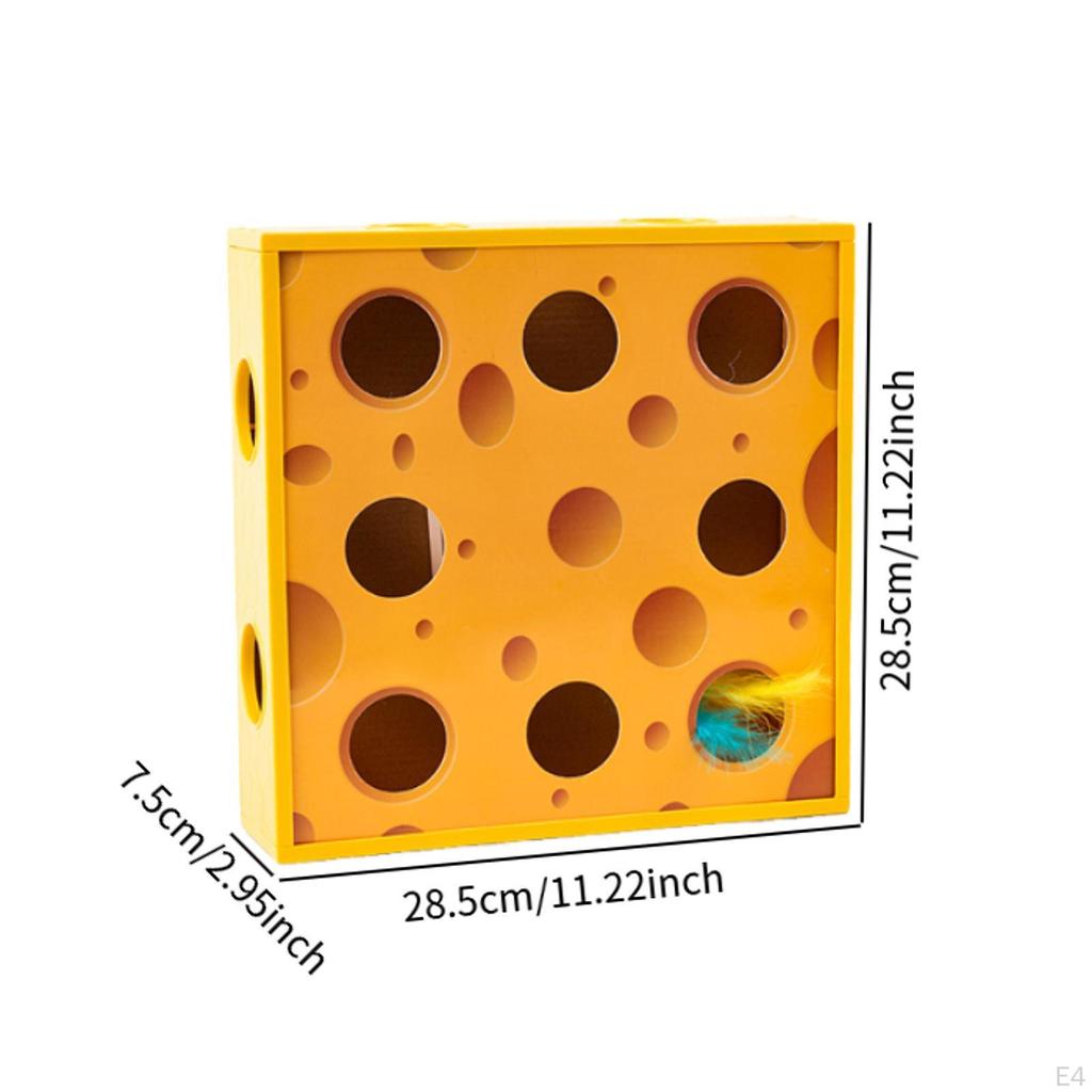 Automatic Cat Toy, Cardboard Design, Cheese Box, Activity for Small And Medium Cats