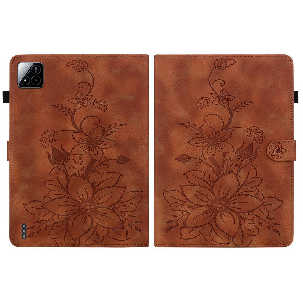 For Xiaomi Pad 7 Pro/Pad 7 Case Lily Flower Imprint Card Slots Leather Tablet Cover
