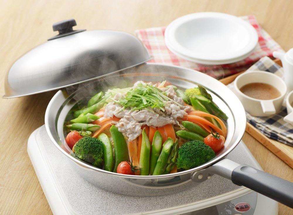 Yoshikawa Steamer for Frying Pans, Fits 24-26cm Frying Pans, Steaming Plate, Made In Japan, Stainless Steel, Easy Steaming On Frying Pan, YJ2611