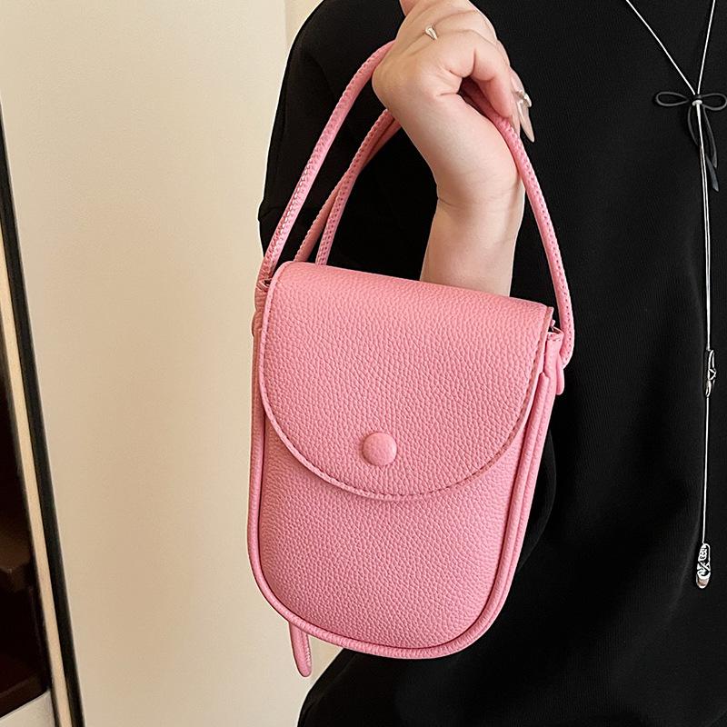 Korean Version of Solid Color Mini Messenger Bag Simple and Fashionable Shoulder Saddle Small Bag Summer Light and Versatile Mobile Phone Bag Women
