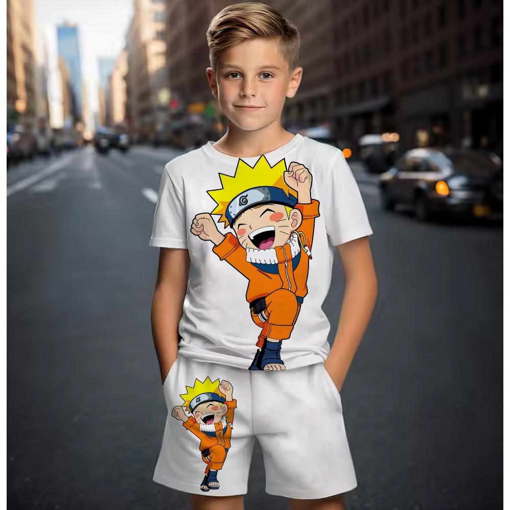 Children's 3D Printing Training Set T-shirt Shorts Casual Set Summer Fashion New Short Sleeved T-shirt Boys and Girls Sports Set