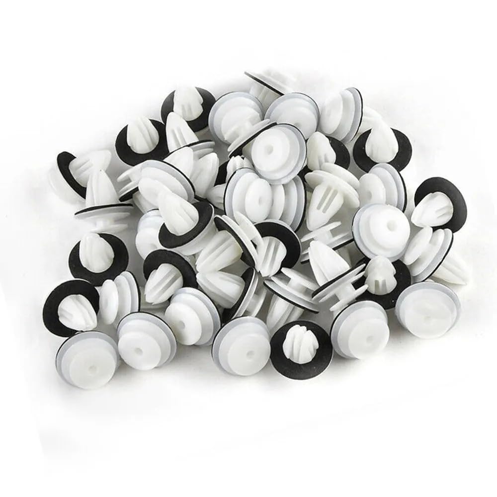 YFFSFDC Car Rivet Interior Clip Clip Nylon Bumper Clip for Mazda Toyota Suzuki (White 100pcs)