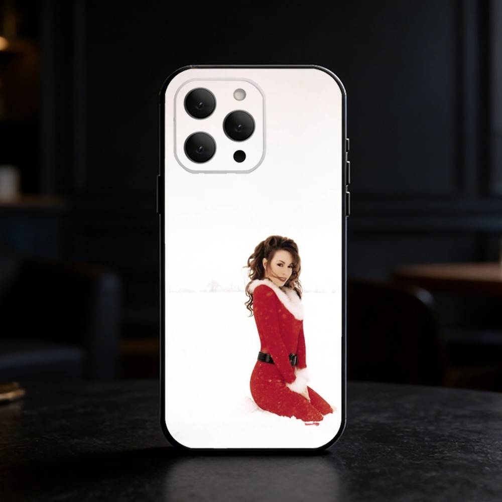 M-Mariah Singer Carey Christmas Phone Case For iPhone 17,16,15,14,13,12,11 Plus,Pro Max,SE4Soft Silicone Black Cover
