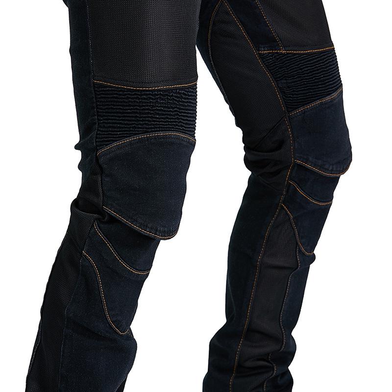 PK-719 Summer Breathable Motorcycle Riding Jeans - Elastic Slim Fit Pants