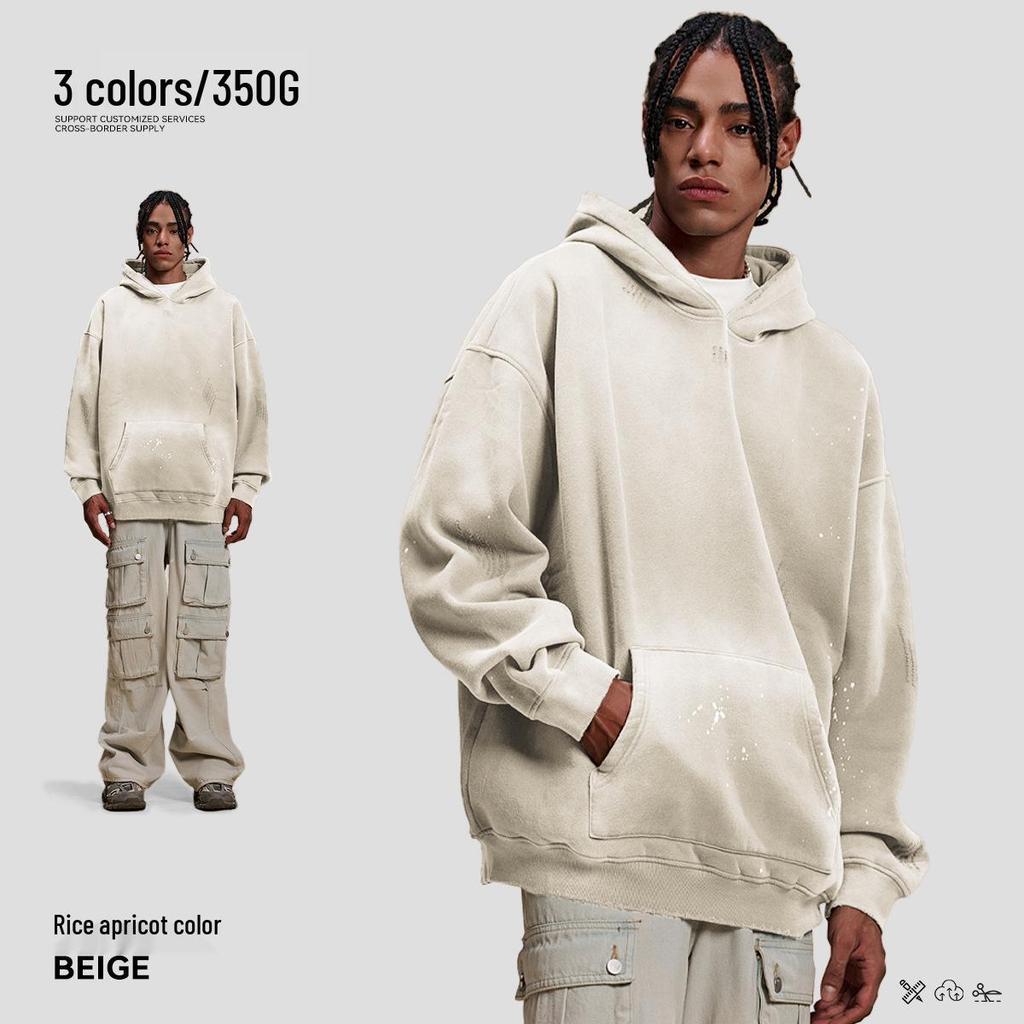 Unisex Trendy High Street Monkey Spray Paint Loose Hoodie – Autumn/Winter Plus Velvet Pullover