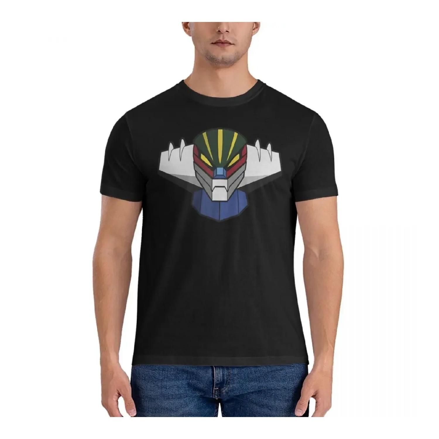 

Funny Picture T-Shirt Men Round Collar 100% Cotton T Shirts Jeeg Robot Short Sleeve Tee Shirt 6XL Tops S чёрный