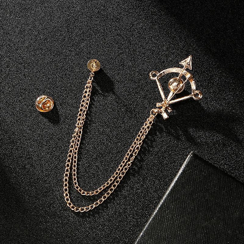 Fashion Arrow Brooch Pearl Crystal Tassel Lapel Pins for Men Alloy Rhinestones Corsage Collar Luxulry Jewelry Gifts
