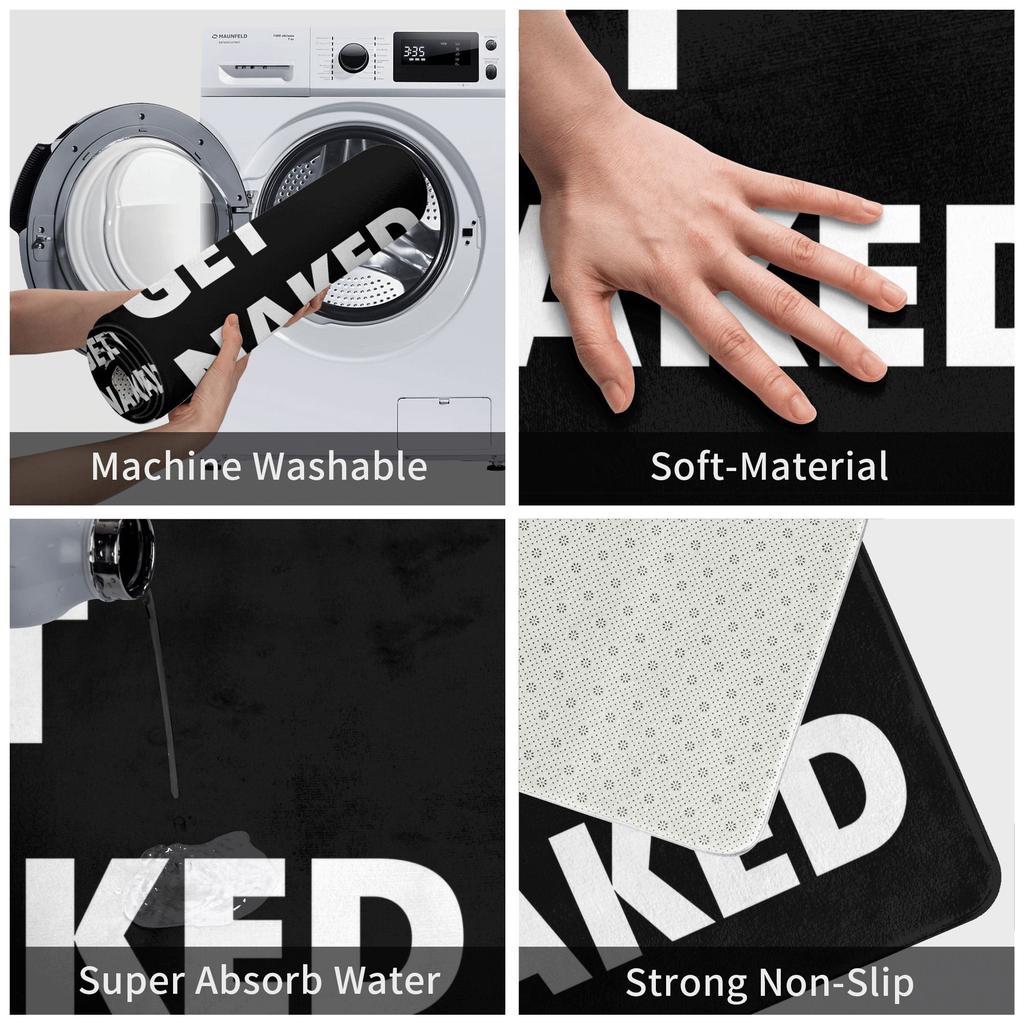 Get Naked Black And White Doormat Mat Anti-Slip Bathroom Kitchen Garage Rug Carpet 40*60cm