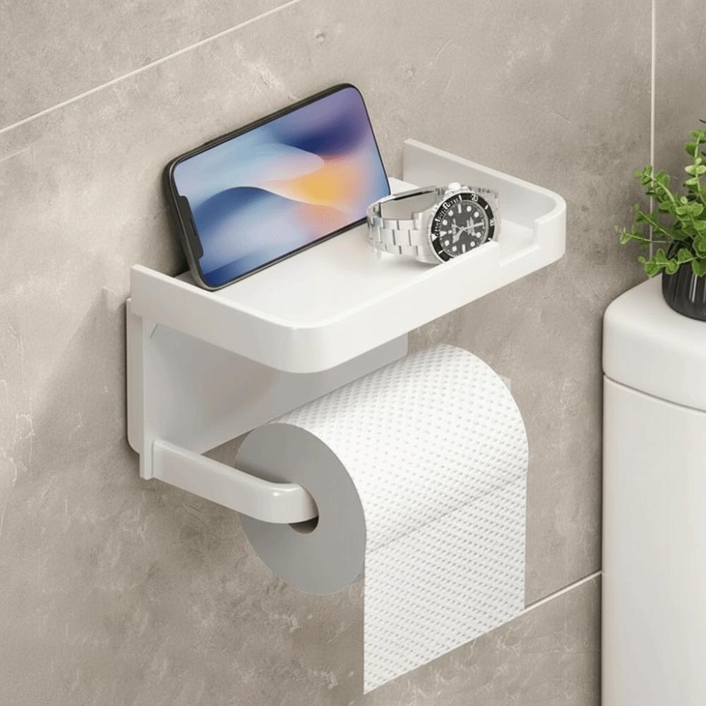 Plastic Toilet Paper Holder Wall Mounted Toilet Organizer Rack Bathroom Use
