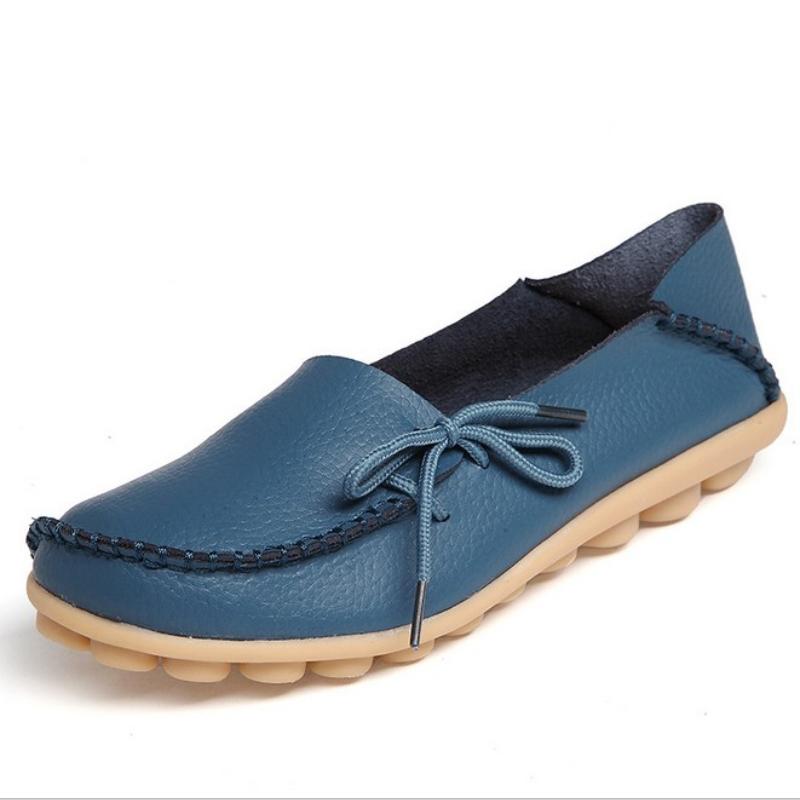 Casual Women's Single Shoes, Mother Shoes, Flat-bottomed Peas Shoes, Nurse Shoes, Lace-up Tendon Low-top Shoes