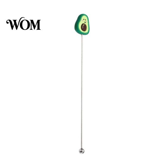 Cartoon Fruit Stirrer Cocktail Stir Stick, Stainless Steel Mixing with Durian Pineapple Strawberry Smooth Stick Watermelon Rubber Top Decor, Drink for