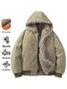 American Eagle Fur Collar Hooded Unisex Winter Coat - Thick Cotton Jacket for Cold Weather Protection.