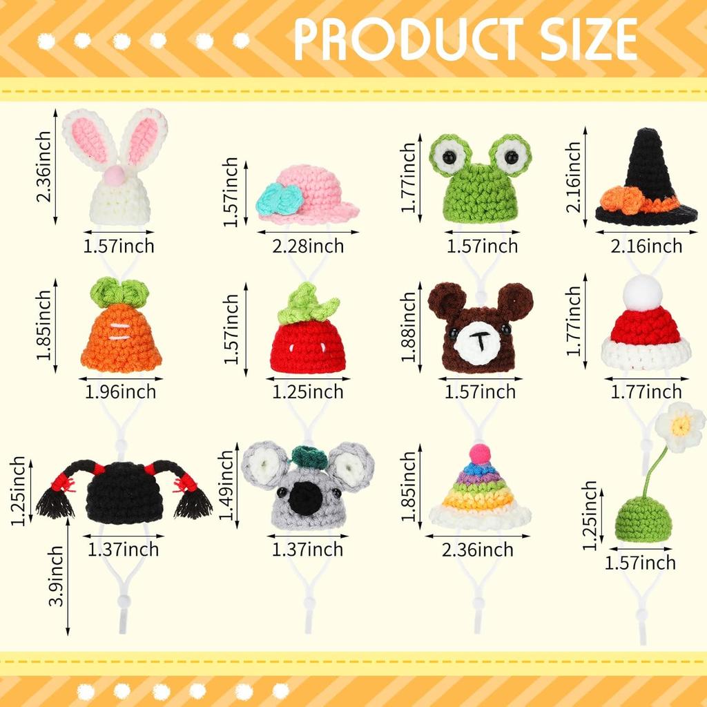 Silkfly 12 Pcs Hamster Hats Mini Hats for Snakes Small Animals Guinea Pig Hamster Clothes for Lizards Bearded Dragons Holiday Party Costume