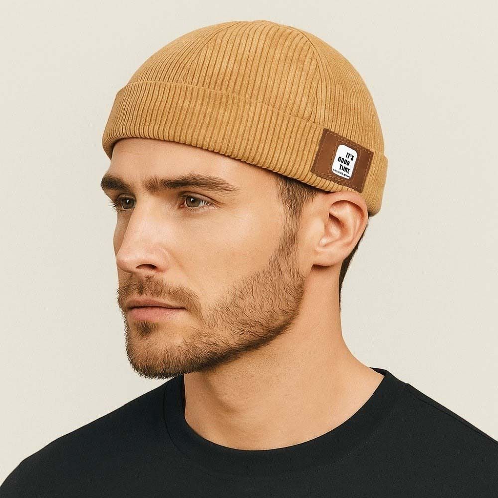 Round Vintage Docker Cap Solid Color Dome Melon Cap Multipurpose Hip Hop Hat  Outdoor