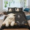 Microfiber Sheep Cartoon Bedding Quilt Cover All Season Bedding Set With Pillow Shams Christmas Festive Art Duvet Cover Set