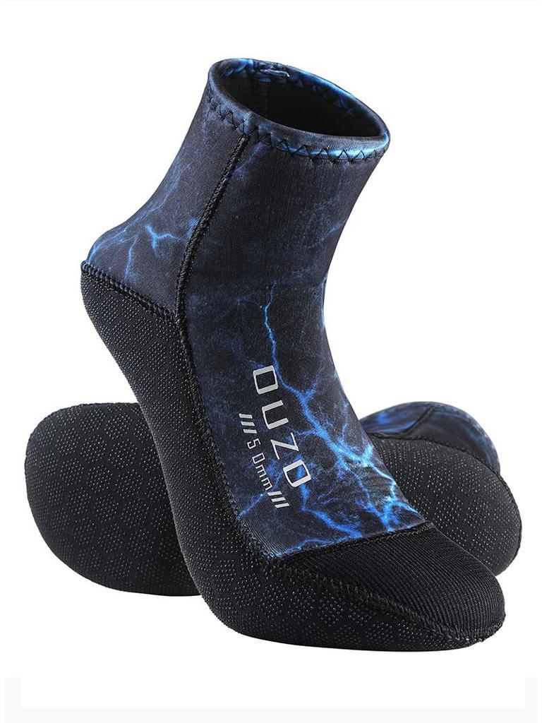 OUZO 5mm Camouflage Non-Slip Dive Booties: Shorty Snorkeling & Swimming Socks, Wear-Resistant & Warm for Beach.