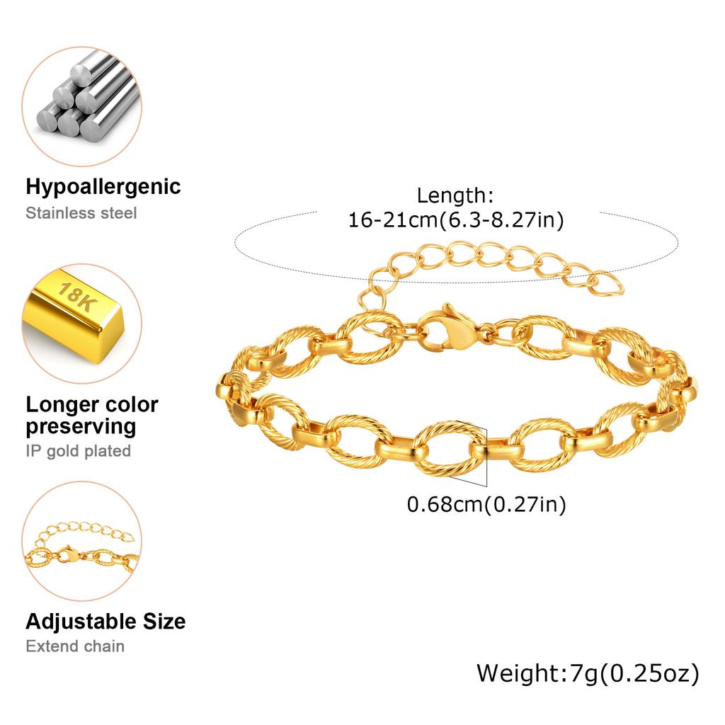 Minimalist Handmade Chain Bracelet for Women,Stainless Steel Gold Plated Atmospheric Irregular Bracelets, Fashion Jewelry Gift