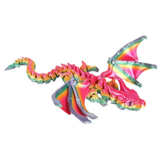 DYS 3D Printed Articulated Dragon Figurine with Adjustable Wings and Unique Eyes, Movable Joints Sculpture for Home Decor Fantasy Gift Lovers