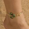 Gold Oil-Dripped Flower Pendant Anklet 3D Charm Beach Anklet Foot Chain Jewelry  for Foot Jewelry