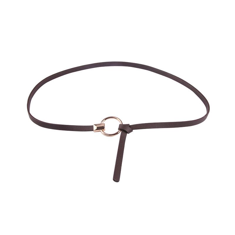 A New Korean-style Thin Belt for Women, Paired with A Sweater Dress, Decorated with A Knotted Small Belt, and A Versatile Round Buckle Belt for Ladies