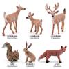 6 Simulated Forest Animals, Squirrel, Rabbit, White-Tailed Deer, Fox Model Static Ornament Toys