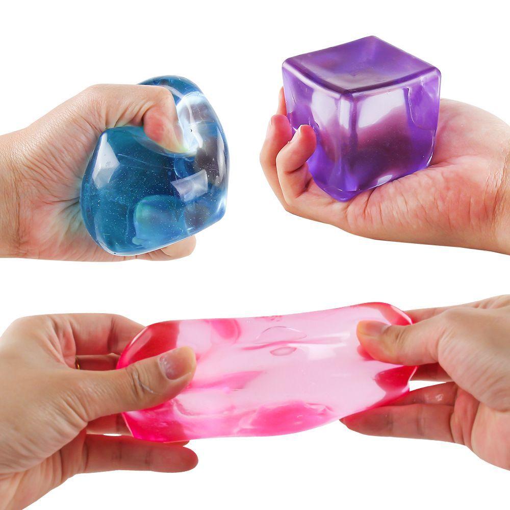 NeeDoh Livlig Klar Squishy Terning - Glansfull Finish Myk Stresslindrende Leketøy for Voksne