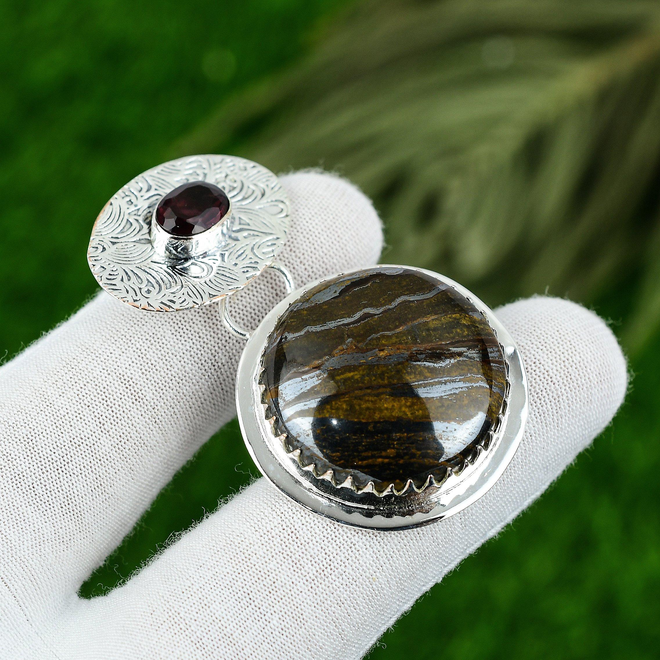 

Natural Iron Tiger Eye Gemstone Jewelry 925 Sterling Silver Pendant For Women