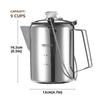1.2L Outdoor Stainless Steel Coffee Percolator 9 Cup Moka Pot Portable Coffee Maker for Camping Home Kitchen & Home Brewing