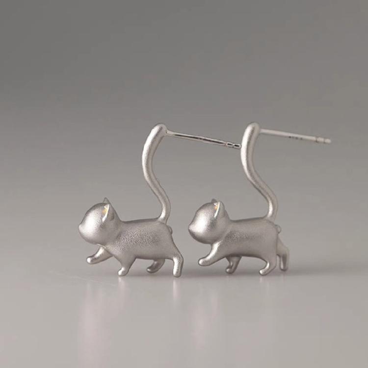 Unique Cat Earring Minimalist Piercing Earring Daily Wear Long Tail Cat Earring